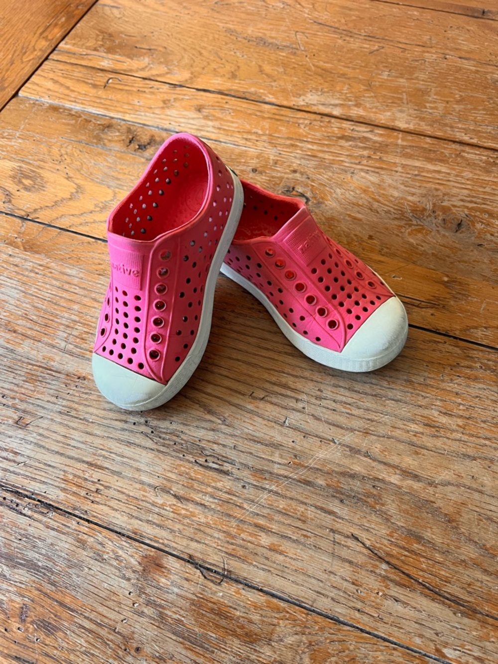 Native Jefferson Slip-On Sneakers in Pink with White Toe
